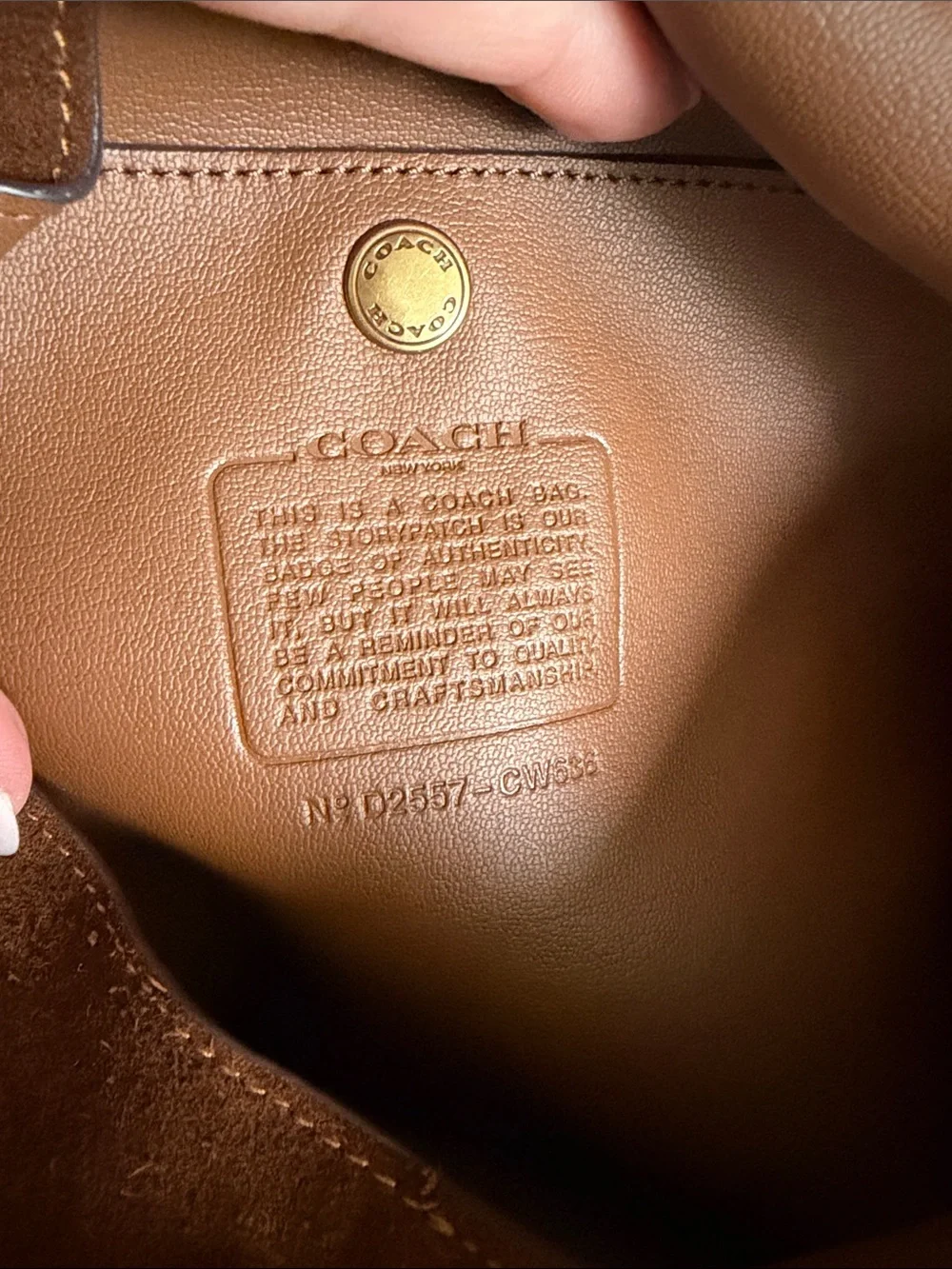 Coach Brooklyn 39 in warm brown suede